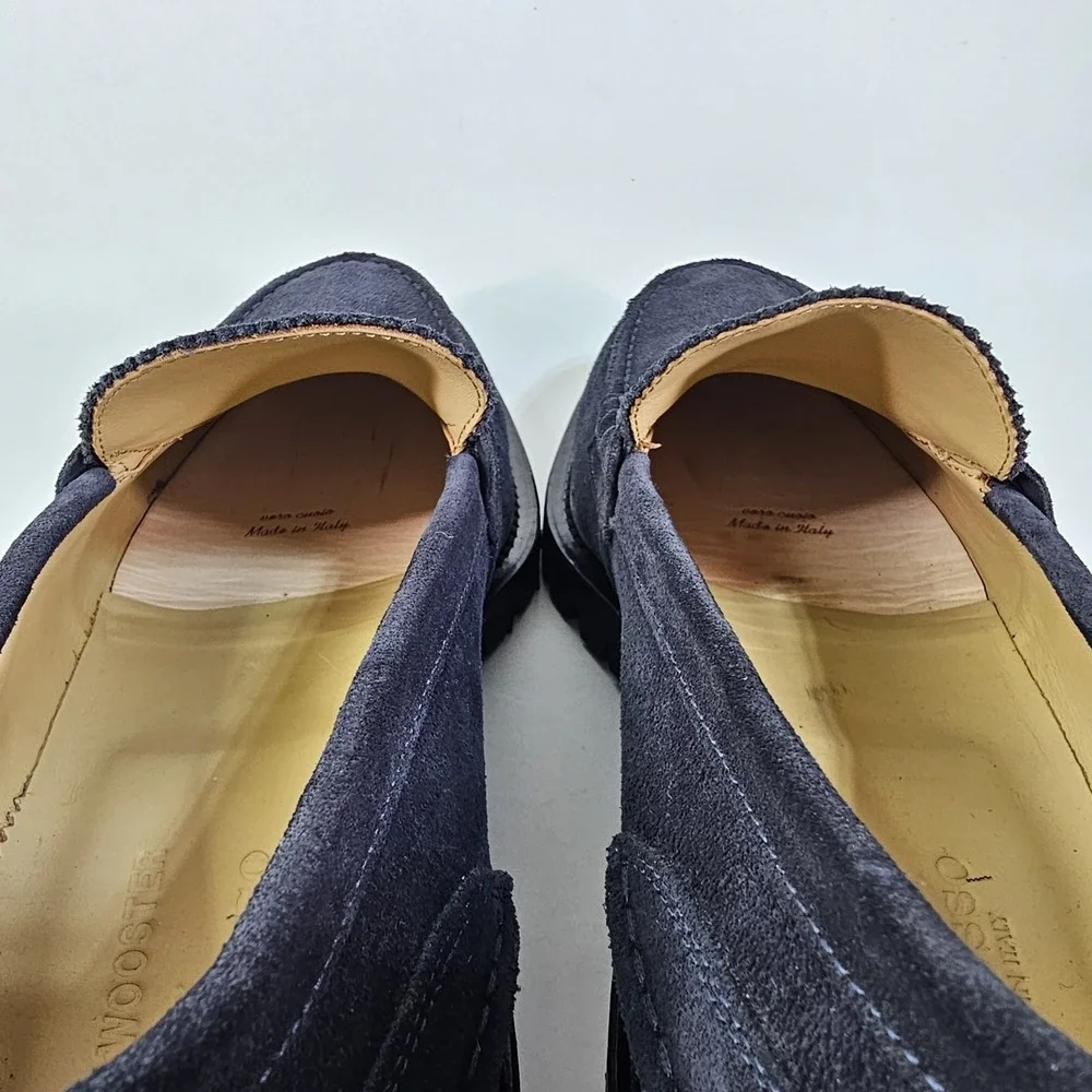 Scarosso Nick Wooster Chunky Loafers Men 13 46 Navy Suede Vibram Lug Soles Italy